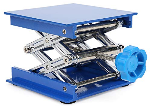 Labor Hebebühne, Blau Galvanisiertes Aluminium Labor Hebeplattform Ständer Rack Scissor Jack Lifter (100 * 100 * 160mm)