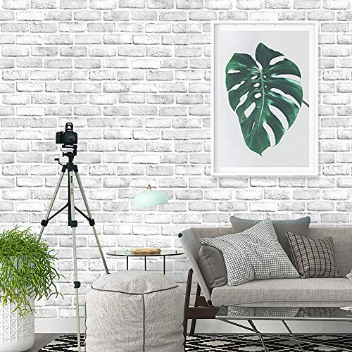 Cohoo Home Brick Wallpaper Peel and Stick Contact Paper 197inL 18inW Faux 3D Brick Contact Paper for Wall White Gray Self Adhesive Removable Wallpaper Backsplash Bedroom Wall Sticky Waterproof Thick
