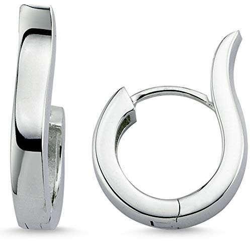 Vinani Damen Ohrringe 925 Silber - Klapp-Creolen Ohrring Set für Frauen glänzend aus 925 Sterling Silber 2COL