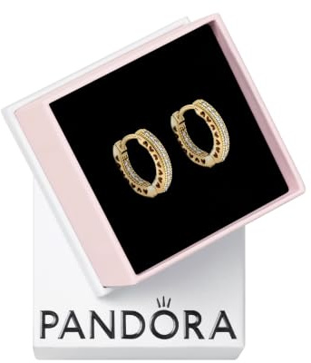 Pandora Signature Creolen Pavé-Herz, 14-karätig vergoldet