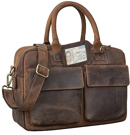 STILORD Carlo Große Umhängetasche Leder Lehrertasche Aktentasche Schultertasche Reise Beruf Freizeit 15,6 Zoll Laptop College Bag Arbeit Büro Farbe:Cognac - braun