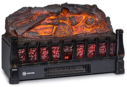 Klarstein Kamini FXL 2G Elektrisk kamin - insats för elektrisk kamin, elkamin med värmeeffekt på 1800 W, temperatur: 15-30 °C, LED 3D-eldillusion, rost
