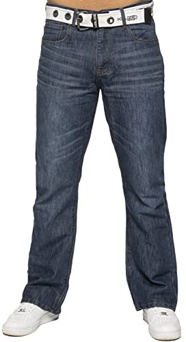 BRAND KRUZE Mens Jeans Bootcut Pants KZ115 Flared Wide Leg Denim Trousers All Waist Sizes MSW 36 R Blue