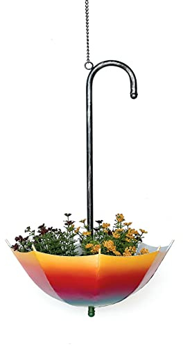 DanDiBo Blumenampel Metall Hängeampel mit Topf Innen Außen Regenschirm Hängepflanzen 72 cm 96258 L Pflanzenhänger Blumenhänger Topfhänger Blumen