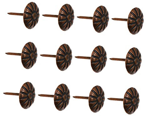 VILLFUL 100stücke Teiliges Vintage Polsternägel Chrysantheme Aus Eisen Retro Möbelnägel Mit Rundem Kopf Stabile Dekorative Tackernägel Für Sofa Holz Und DIY Möbeldekoration Rot Antik