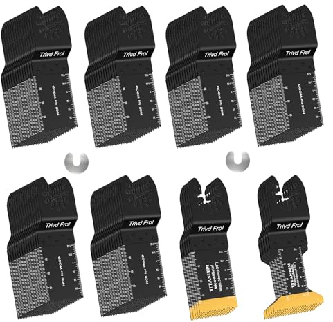 100 hojas de sierra oscilantes, cuchillas universales profesionales de titanio multiherramienta para madera, plásticos y metal, kits de cuchillas multiherramienta de liberación rápida para Dewalt