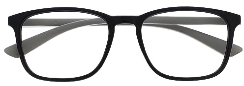 OPULIZE Max läsglasögon – klassisk stor rektangulär ram – glasögon i matt svart med grå strykning – män kvinnor unisex – R78-1 – +2,50, Svart – 1 par, En Storlek