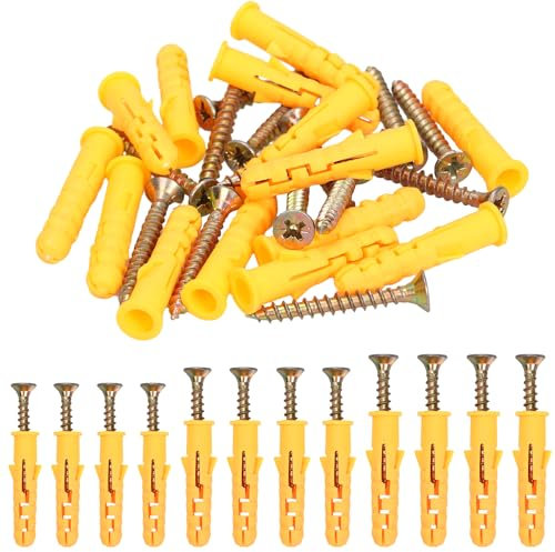 100 Stk Schrauben Dübel Set Holzschrauben Spreizdübel Kit Screws And Wall Plugs Set Schrauben und Dübel Kit Dübel Schraube Set,für Trockenbau, Beton,Ziegel, Gipskarton