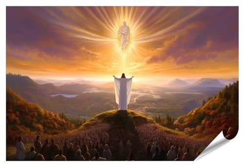 islandburner XXL Bild Poster Gemälde: Jesus auf Hügel Premium Bilder Fotodruck