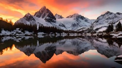 Acryl-Bild 90 x 50 cm: Panoramablick auf den Misurinasee bei Sonnenuntergang, Italien (218989653)