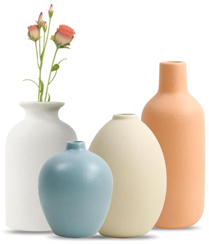 Colorato Set di Vasi Ceramica, 4 Colori Piccolo Fiore Vaso Per Decor, Moderni e Minimalisti, Unici Decorativi Per Matrimonio Cena Tavolo Soggiorno Camera