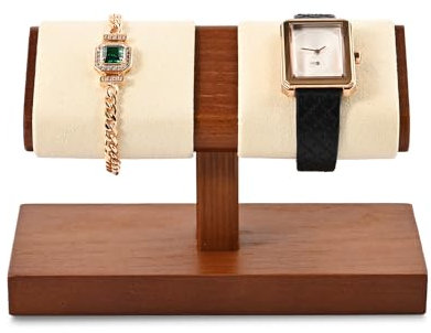 Oirlv Doppelter Uhrenständer aus Massivholz für Armbanduhren (cremeweiß)