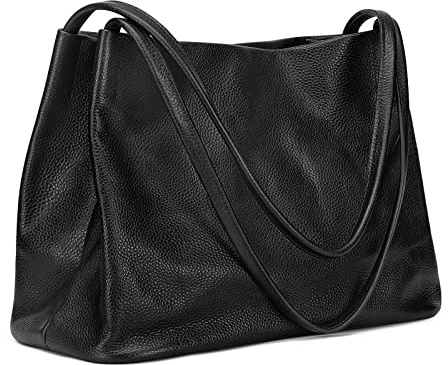 Kattee Borse Tote in Pelle per Donna, Borse a Spalla Hobo Casual e Borse a Mano, Chiusura Magnetica a Scatto Superiore, nero, Large, Casual