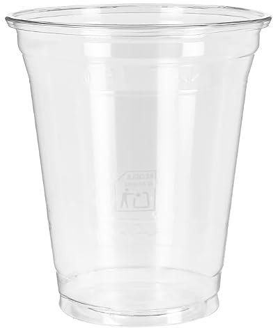 Monouso | 50 Vasos de Plástico rPET Transparente 425 ml Ø 9,5 cm | Resistente al Frío y al Aceite | Ideal para Helados, Yogures y Postres | Pack de 50 unidades