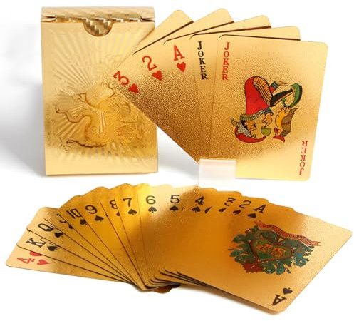 NOPKESV 1 Kartenspiele Poker Plastik Wasserdicht Neuheit 54 Kartenspiel Spielkarten Servd Cards Gold Totem-Drachen