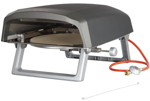 BBQ-Toro Gas Pizzaofen mit Drehfunktion | Mobiler Pizza Ofen mit Pizzastein | 8,5 kW | Gasofen, Gasgrill Camping | Ofen 360° Drehbar (Pizzaofen mit rundem Pizzastein)