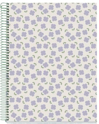Miquel Rius M Fashion 4 Subject Notebook, Lined 11 x 8.5 Heavyweight Paper, 120 Sheets (Subjects Separated by color), 3 Hole Punched, Micro-Perforated, Violets Cover