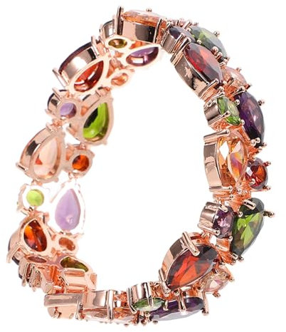 Holibanna Kristall Zirkonia Armband Damen Buntes Zirkon Schmuckstück Aus Roségold 17cm Modisches Dekoratives Handgelenkband Für Alltag Und Party