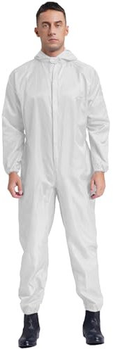 Riismen Traje De Protección Para Hombres Mono De Trabajo Con Mangas Largas Y Capucha Antiestático Ropa Trabajo Uniforme Laboral Unicolor Overol Protección Blanco L