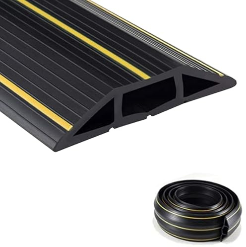LYUCAYHQ Canalina Passacavi Calpestabile, Canalina Passacavi in ​​PVC Flessibile, Canaletta per Cavi Elettrici, per Uso Interno ed Esterno, 100×10×2,5 Cm
