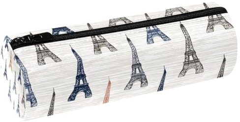 VAPOKF Trousse à crayons en cuir avec motif Tour de Paris - Pour ranger des stylos, des pièces de monnaie, des cosmétiques, des cosmétiques, des fournitures de bureau ou des étudiants