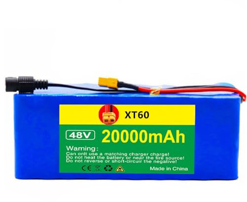 Baterías de Patinetes Eléctricos Batería de Litio de Bicicleta Eléctrica 48V 20Ah Paquete de Baterías de Iones de Litio 13S3P Adecuado para Motores de 200W a 1000W