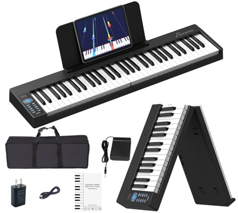 OYAYO Faltbares Klavier 61 Tasten mit MIDI & Bluetooth – Tragbares Piano Keyboard Set für Anfänger, Kinder & Erwachsene – Ideal für Reisen, Zuhause, Musikunterricht & Geburtstagsgeschenk