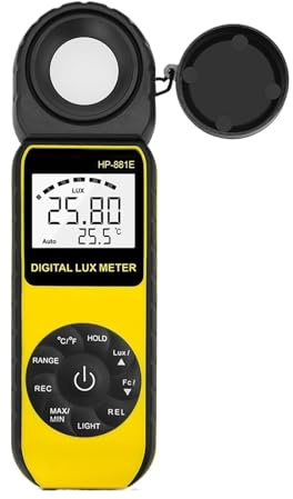 Luxmètre numérique Luxmètre HP-881E, Calibrateur De Lumière Portatif avec Détecteur Rotatif À 270°, Plage Mesure: 0,1300000lux pour Maisons, Agriculture et entrepôts