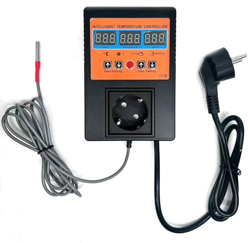 Digital Temperaturregler 230V Thermostat Digital Wasserdicht & Hitzebeständig Speicherfunktion bei Stromausfall 2m Sensorsonde -20°C ~ 120°C Geeignet für Aquarien,Inkubation,Kultivierung