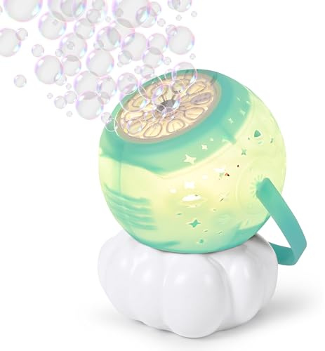 cossy Seifenblasenmaschine, Automatische Seifenblasenmaschine Kinder mit Lichtern, Tragbare Seifenblasen Maschine mit 20000+ Blasen/Min, Wiederaufladbare Blasenmaschine für Hochzeit, Party, Grün