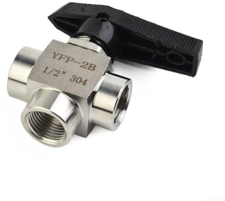 3-Way Ball Valve, 304 Stainless Steel, BSPP Female Thread, High-Pressure & High- Rated, for Water and Oil, G1/8 G1/4 G3/8 G1/2(G1/4)