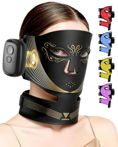 ASBRAVO Gesichtsmaske 408LEDs Rotlichttherapie 850nm, für Hautpflege & Anti | FDA Registrierte, 850nm Rotlicht & Infrarot, Drei Lichttherapie-Modi, 2000mAh Akku, für Zuhause, Reisen, Yoga
