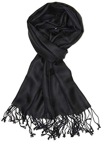 World of Shawls Supermjuk pashminasjal sjal halsduk, Svart,
