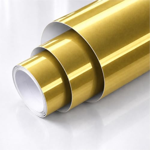 TipTopCarbon Möbelfolie selbstklebend Glanz Vinyl - langlebige Möbel Klebefolie Gold 2m x 60cm - Klebefolie Küche - selbstklebende Folie Möbel - moderne Schrankfolie versch. Größen