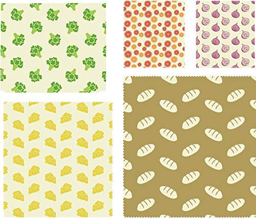 Nuts Bienenwachstücher für Lebensmittel I Universal 5er Set I Wiederverwendbar I Beeswax Wrap I Bienenwachstuch I Alternative zur Frischhaltefolie