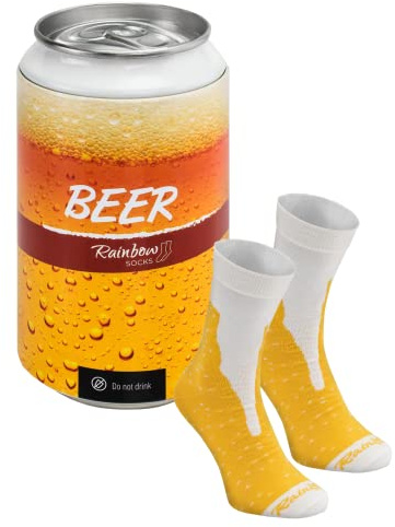 Rainbow Socks - Beer Can Socks - Damen Herren Lustige Dose Bier Socken - Ein Geschenk für Fans von Bier Alkoholischen Getränken und Dosengetränken - 1 Paar