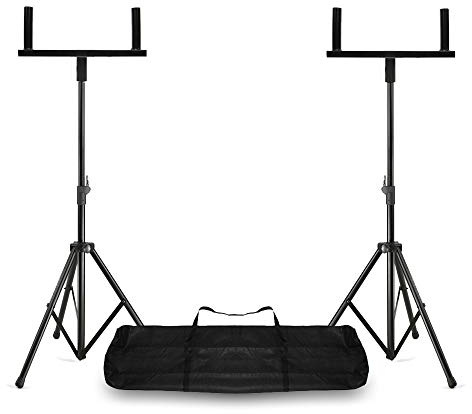 VONYX WMS-03 Double PA Speaker Stands with Dual Bracket & Carry Bag, Adjustable Height DJ Tripod Stands Set for Speaker Systems, Mobile Performers & Live Events