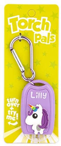 Stands Out, Supplying Outstanding Gifts Lilly Name Unicorn Girls Purple Novelty Personalised Mini LED Toy Torch Carabiner Clip