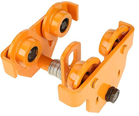 EVTSCAN Latest Heavy Duty Manual Trolley 1 Ton Capacity Plain Trolley 2000LBS Push Beam Track Roller Trolley Crane Lift Dual Wheels Garage Hoist for Straight Curved I Beam