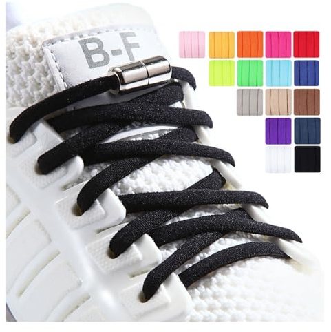 Olukssck 2 Pares Cordones Elásticos Sin Nudo para Niños y Adultos | Zapatillas de Deporte Sin Lazo con Hebilla Metálica, Fácil de Calzar, para Sneakers, Triatlón, 16 Colores, 105cm