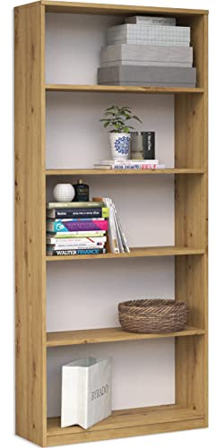 ADGO Bücherschrank - Bücherregal Wand - Regal Eiche Artisan - Standregal - Regal Schmal - Büroregal - Ordnerregal - Büroschrank - Wandregal - Bookshelf - Schrank schmal - Aufbewahrungsregal