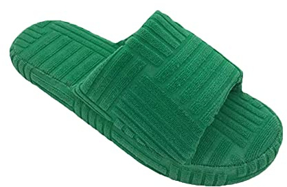 ERLINGO - Pantofole da donna in spugna con punta aperta, con fondo spesso e caldo, in cotone, per interni ed esterni, Verde, 39 EU