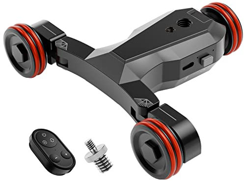 HYQNG Caméra vidéo sans Fil Auto Dolly, 3 Roues motorisées Slider Dolly Car avec télécommande, 5 Niveaux de Vitesse réglable, pour caméscope DSLR