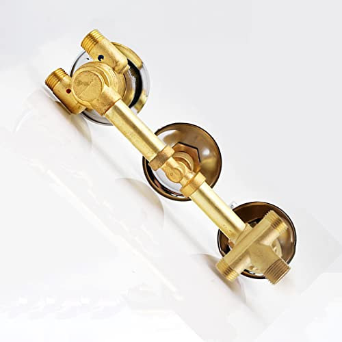 3 Knobs Brass Mixing Valve Diverter Thermostatic Shower Faucet Tap Temperature Control Thread Screw or Intubation 2/3/4/5 Way, Brass Cartridge, Triple Handle, Auto Thermostat (Thread Screw 3 Output)