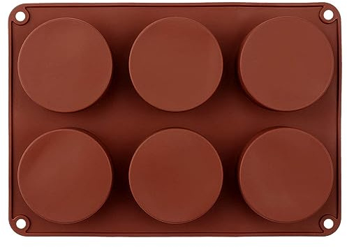 Jagowa Silicone Cake Mold, 6 Even Cylindrical Rounds - Nonstick Cupcake Mold for Food Grade Dessert Pudding & Chocolate