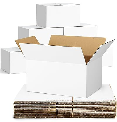 Poever 40-Pack-Small-Shipping-Boxes-9x6x4, Corrugated-Cardboard-Boxes-for-Packaging-Small-Business, White-Boxes-Mailers
