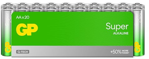 20 Stück AA Batterien | GP SUPER | Stilo Alkaline 1,5V / LR06 Batterien | Lange Lebensdauer