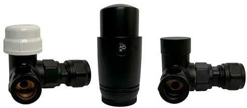 AQUA HEATING Thermostat-Heizkörperventil Thermostatventil in Axialform Heizkörperthermostat Heizkörperregler & Temperaturregler Heizung Zubehör H2019BK Schwarz