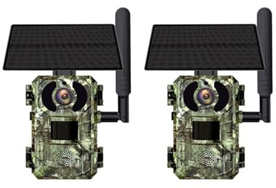 Goorvoucs 2X Carte Sim 4G LTE Cellulaire 4W Solaire Batterie 7800MAh Chasse Piste Vision Nocturne ActivéE par Le Mouvement CaméRa IP66 4MP (UE)