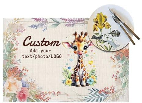 LSDINDF Personalisierte Tischsets, Personalisierbares Tischset Bedrucken mit Foto/Text, Tischset Kinder mit Name, rutschfeste, Hitzebeständig und waschbar.